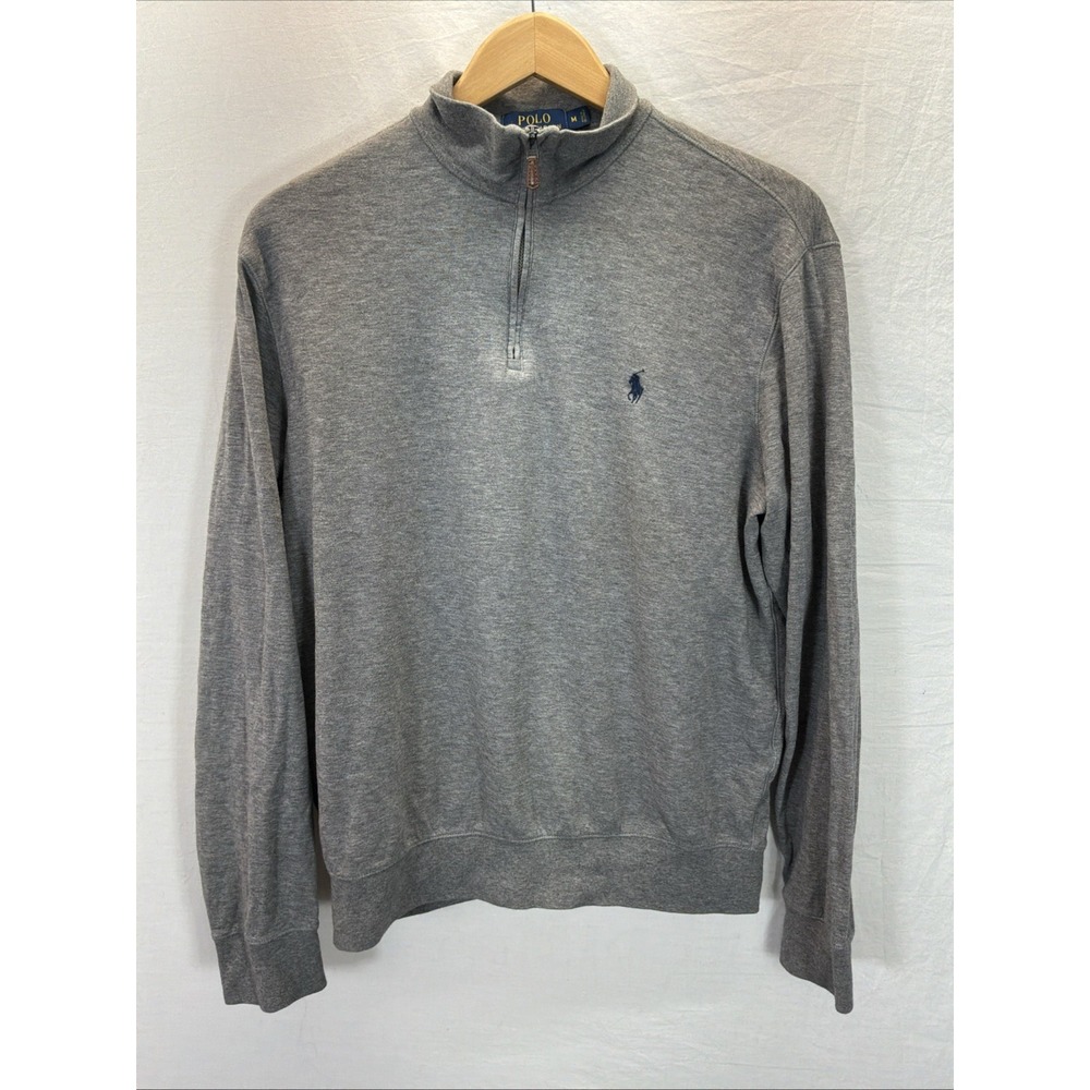 Polo Ralph Lauren Men’s Gray Soft Cotton Fleece 1/4 Zip Mock Neck Sweatshirt M